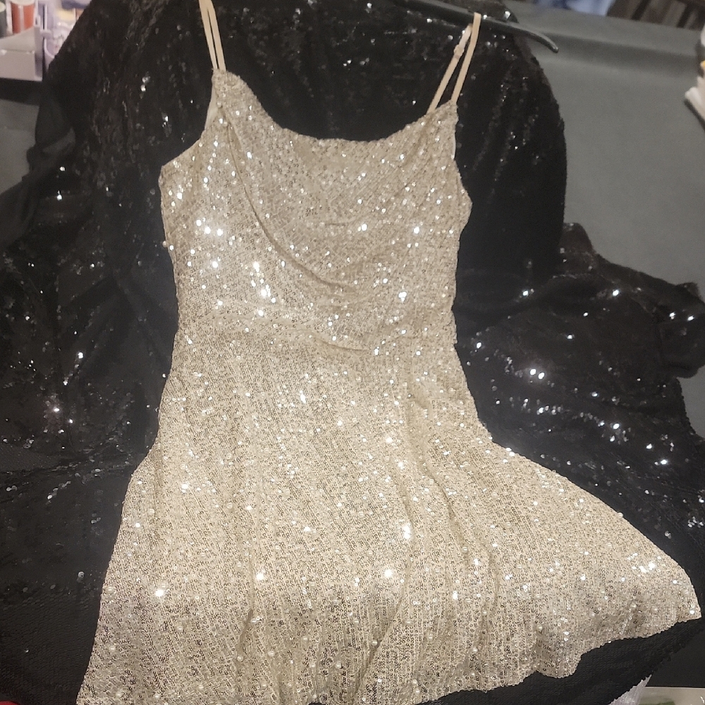 Gold Cowl Neck Sleeveless Mini Sundress